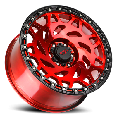 Aluminum Wheels 20x9.5 M50 RBR Series Candy Red/Black Ring 8 On 180 Bolt Pattern -12 Offset Off Road Monster