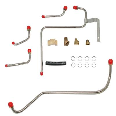 Pump to Carburetor Fuel Line For 67 Mopar B-Body 426 Hemi Dual Carbs 5 Line Kit and Tee Stainless Fine Lines