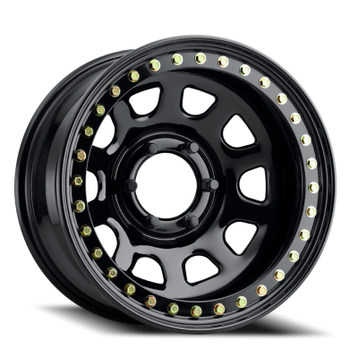Aluminum Wheels 17x9.5 Black Daytona RT51 Gloss Black Beadlock -38 Offset 5 on 139.7 Bolt Pattern 107.95 Bore Raceline