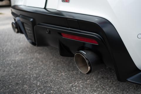 20-Up Toyota Supra T304 Stainless Steel 3 inch Cat-Back Dual Rear Outlet with Burnt End Tips 2 4.5 inch T305 Burnt End Tips Included MBRP