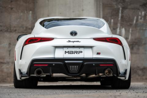 20-Up Toyota Supra T304 Stainless Steel 3 inch Cat-Back Dual Rear Outlet with Burnt End Tips 2 4.5 inch T305 Burnt End Tips Included MBRP