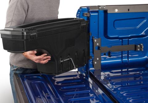 Truck Bed Storage Box Swing Case 1999-2016 Ford F-250/350 Drivers Side Black Smooth Will Not Fit 2013-2016 Models With Factory Tow Package Will Not Work With Flex Series Covers UnderCover