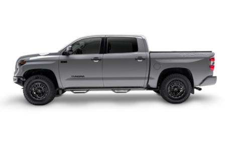 Nerf Step Bar Wheel-to-Wheel without Bed Access (2 Steps per Side) 3 Inch Main Tube Diameter 2007-2021 Toyota Tundra 5 Foot 6 Bed CrewMax Gloss Black NFab
