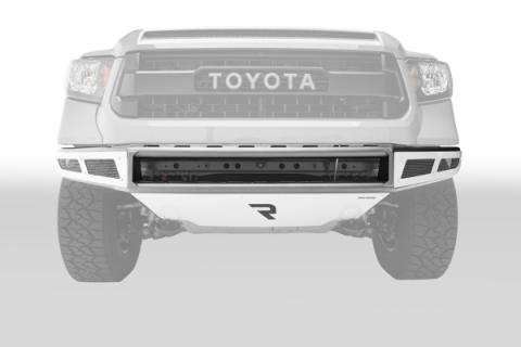 M-RDS Front Bumper Pre-Runner Radius Style 1 Piece with Integrated Brushed Aluminum Skid Plate 2014-2021 Toyota Tundra Gloss Black NFab