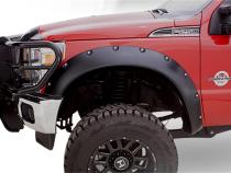 Black Cutout Style Smooth Finish Front Fender Flares For 2011-2016 Ford F250 To F-450 Super Duty Bushwacker