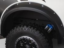 Black Pocket/Rivet Style Smooth Finish 4-Piece Fender Flare Set For 2010-2014 Ford Raptor Bushwacker