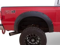 Black Cutout Style Smooth Finish 4-Piece Fender Flare Set For 2011-2016 Ford F250 To F-450 Super Duty Bushwacker