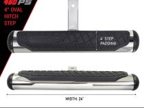 4 Inch Oval Hitch Step Polished Stainless Steel Go Rhino