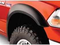Black Extendafender Style Smooth Finish 4-Piece Fender Flare Set For 2009-2018 Dodge Ram 1500 (Excludes R/T/Rebel) 2019-2022 Ram 1500 Classic (Excludes Rebel Models) Bushwacker