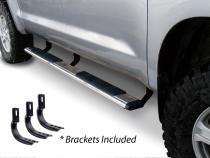 5 Inch OE Xtreme Low Profile SideSteps With Mounting Bracket Kit Polished Stainless Steel 2007-2013 Silverado/Sierra 1500/2500 HD Go Rhino