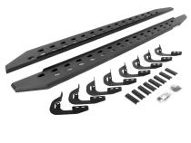 RB10 Slim Line Running Boards With Mounting Brackets Textured Black 2014-2018 Silverado/Sierra 1500 2015-2018 Silverado/Sierra 2500 HD/3500 HD Go Rhino