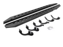 RB10 Slim Line Running Boards With Mounting Brackets Angled Textured Black 2014-2024 Toyota 4Runner Go Rhino