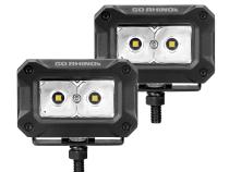 Go Rhino Bright Series Lights Pair of 3x2 Rectangle LED Spot Light Kit Black Go Rhino