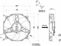Electric Fan 11.00 Inch Electric Fan Puller Style Medium Profile 1300CFM 5 Curved Style Blades Spal