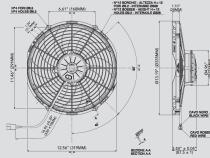 Electric Fan 12.00 Inch Electric Fan Pusher Style High Performance 1380CFM 10 Curved Style Blades Spal