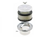 Air Cleaner Deep Dish 4 Inch x 2 Inch Chrome Fits 1 and 2-Barrel Carburetors with 2-5/16 Inch or 2-5/8 Inch Carb Neck including most VW Mr Gasket