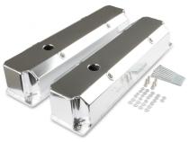 Fabricated Aluminum Valve Covers Silver Finish Fits 1965-1978 Chrysler 383-440 Big Block Long Bolt (Angled) Mr Gasket