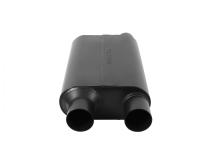 80 Series Chambered Muffler 80 Series Crossflow Stainless Steel 2.50 Offset In 2.50 Dual Out Aggressive Sound Flowmaster