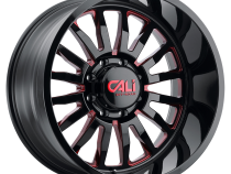 Cast Aluminum Wheels Summit 9110 GB-RD 24x14 Red Milled Spokes Gloss Black 6 On 139.7 Bolt Pattern -76 Offset Cali Offroad Wheels