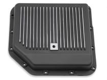 Transmission Oil Pan Black Aluminum Fits GM TH350 Stock Depth and Capacity Finned Design Mr Gasket