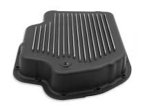 Transmission Oil Pan Black Aluminum Fits GM TH400 Stock Depth and Capacity Finned Design Mr Gasket