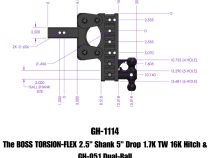 The Boss Torsion Flex 2.5 Inch Shank 5 Inch Drop 1.7K TW 16K Hitch &amp;amp; GH-051 Dual-Ball Gen Y Hitch