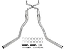 Crossmember Back W/ H-Pipe Exhaust System 63-66 GM Truck Split Side Dual Exit 2.5 Inch Intermediate And Tailpipe Hardware Incl Race Pro Muffler Incl And Tip Not Incl Stainless Steel Pypes Exhaust