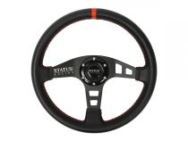 Flat Leather Steering Wheel 13 Inch Diameter Red PRP Seats