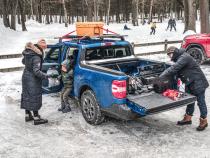 The N-FAB Universal Roof Rack Large 38.25 in Wide adds essential overhead cargo capacity and fits OEM and aftermarket crossbars on most cars, CUVs, and SUVs NFab